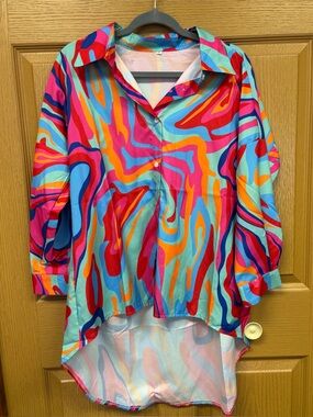 Colorful Asymmetrical Blouse